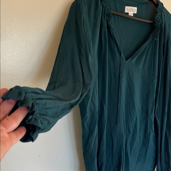Velvet Deep Green Women's Blouse - Picture 3 of 4